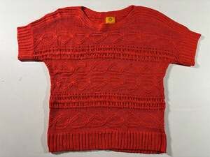 RUBY RD Women’s Size L Orange Acrylic Knit Short Sleeve Sweater